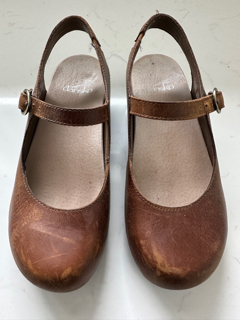 DANSKO Brown Leather Mary Jane Clogs